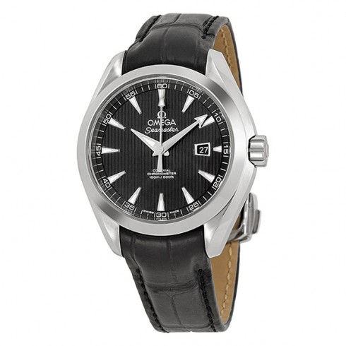 Omega Aqua Terra Black Dial Black Leather Ladies Watch 23113342001001 watches