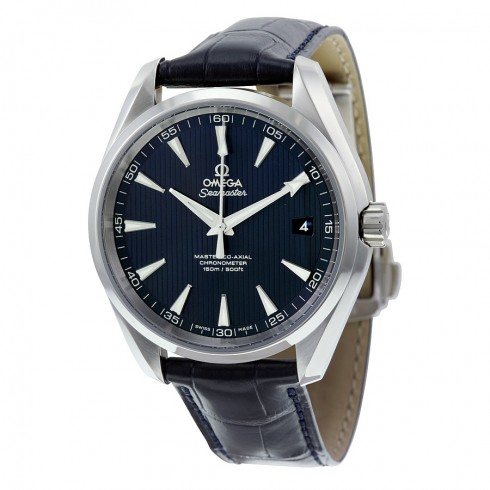 Omega Aqua Terra Blue Dial Alligator Leather Men's Watch 23113422103001 watches
