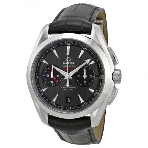 Omega Aqua Terra Chronograph Automatic Black Dial Black Leather Men's Watch 23113435206001 watches