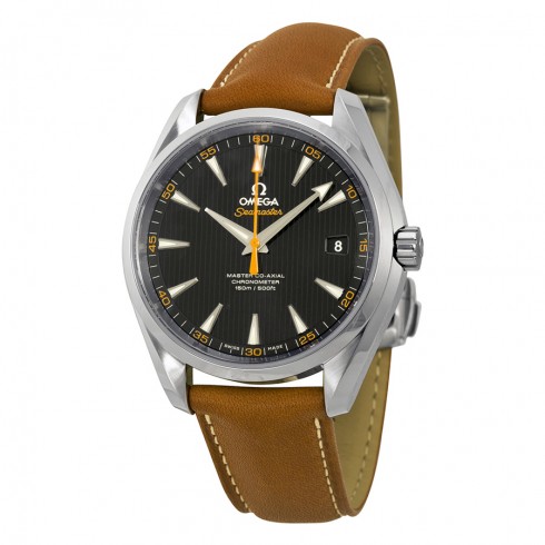 Omega Aqua Terra Master Automatic Black Dial Brown Leather Men's Watch 23112422101002 watches