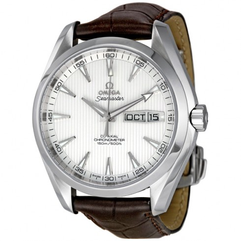 Omega Aqua Terra Silver Dial Automatic Leather Men's Watch 23113432202001 watches