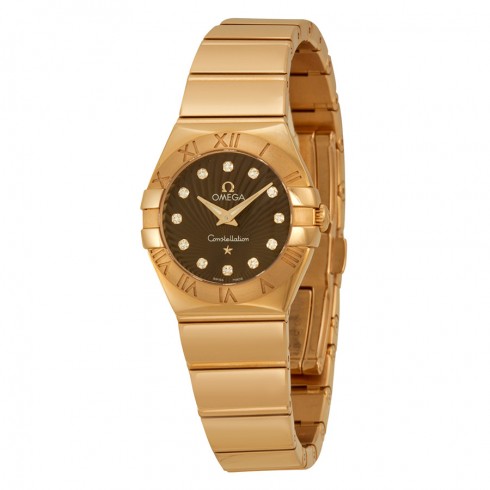 Omega Constellation 2009 Brown Dial 18kt Rose Gold Ladies Watch 12350246063002 watches