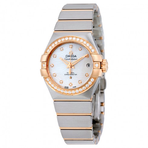 Omega Constellation Automatic Mop Dial 18k Red Gold Links With Stainless Steel Ladies Watch 123.25.27.20.55.006 watches