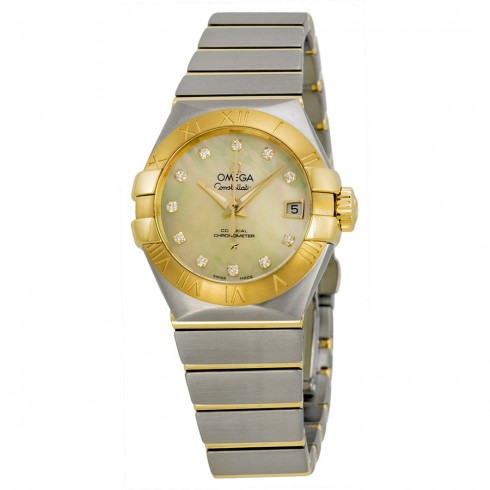 Omega Constellation Automatic Mother of Pearl Dial Stainless Steel 18kt Gold Ladies Watch 12320272057002 watches