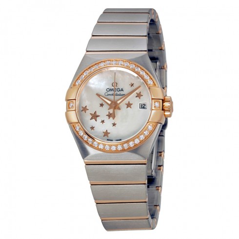 Omega Constellation Automatic Mother of Pearl Dial Steel and Rose Gold Diamond Ladies Watch 12325272005002 watches