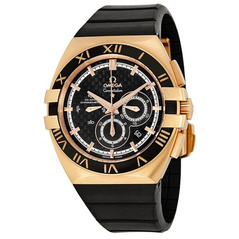 Omega Constellation Black Dial 18kt Rose Gold Black Rubber Automatic Men's Watch 121.62.41.50.01.001 watches