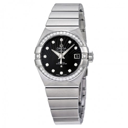 Omega Constellation Black Dial Stainless Steel Ladies Watch 123.15.27.20.51.001 watches