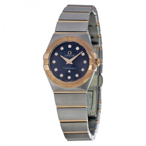 Omega Constellation Blue Diamond Dial Stainless Steel Ladies Watch 12320246053001 watches