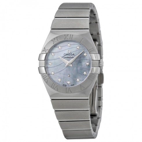 Omega Constellation Blue Mother of Pearl Dial Stainless Steel Ladies Watch 12310276057001 watches