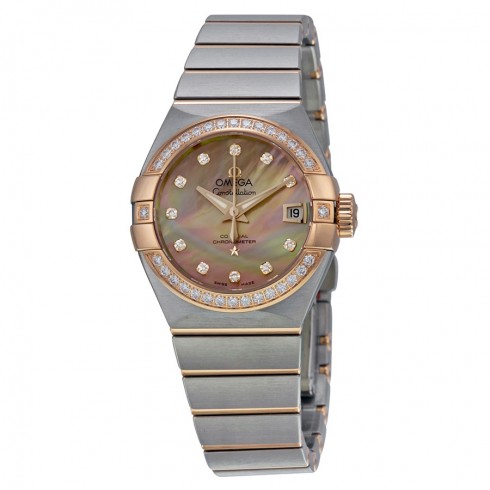 Omega Constellation Brown Mother of Pearl Diamond Automatic Ladies Watch 12325272057001 watches