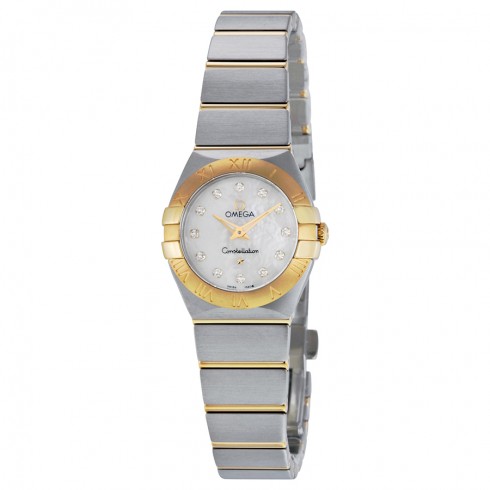 Omega Constellation Brushed Quartz White Mother of Pearl Dial Ladies Watch 123.20.24.60.55.002 watches
