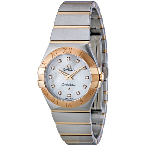 Replica Omega Constellation Brushed Quartz White Mother of Pearl Dial Ladies Watch 123.20.27.60.55.001 Watch