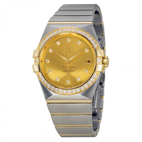 Replica Omega Constellation Champagne Dial Steel and 18kt Yellow Gold Diamond Ladies Watch 12325352058001 Watch