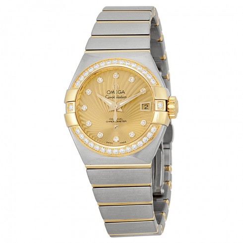 Omega Constellation Champagne Diamond Dial Steel and 18kt Yellow Gold Ladies Watch 12325272058001 watches