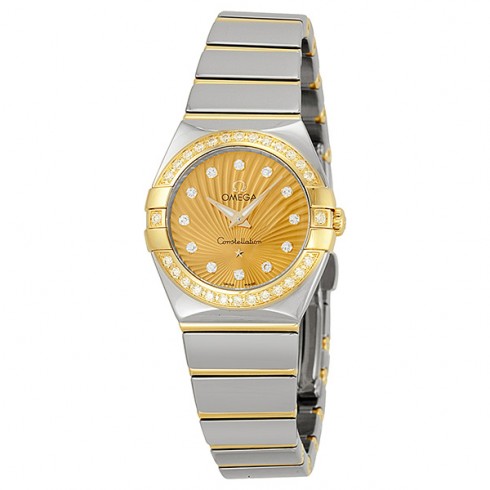 Omega Constellation Champagne Diamond Dial Steel and Yellow Gold Ladies Watch 12325246058002 watches
