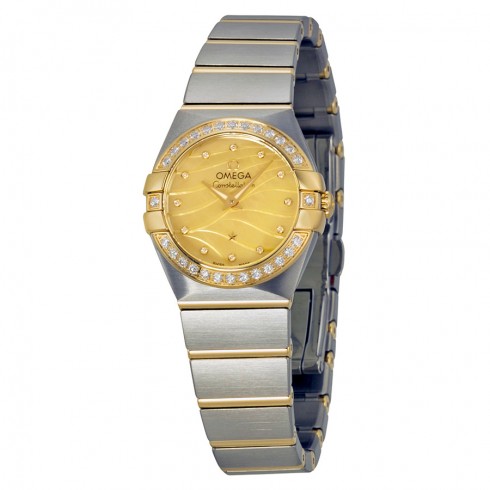 Omega Constellation Champagne Mother of Pearl Dial Steel and Yellow Gold Diamond Ladies Watch 12325246057001 watches
