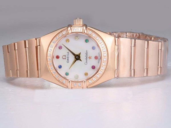 Omega Constellation Chronometer 1160.75.00 Round Rose Gold Case White Dial Watch watches