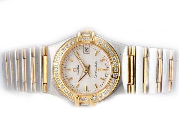 Omega Constellation Chronometer 123.55.24.60.55.004 White Dial 18K Gold Case Diamond Bezel Watch watches