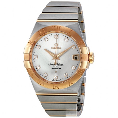 Omega Constellation Chronometer Silver Dial Automatic Stainless Steel/Rose Gold Brushed Men's Watch 123.20.38.21.52.001 watches