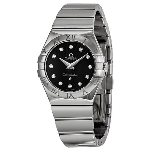 Omega Constellation Diamond Black Dial Stainless Steel Ladies Watch 123.10.27.60.51.002 watches