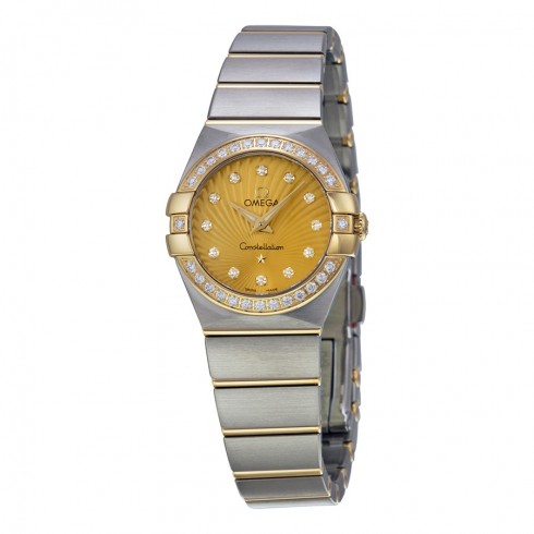 Omega Constellation Diamond Champagne Dial Brushed Steel Ladies Watch 123.25.24.60.58.001 watches