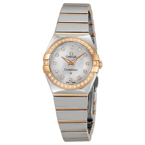 Omega Constellation Diamond Mother of Pearl Dial Polished Steel Ladies Watch 12325246055005 watches