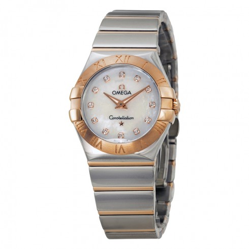 Omega Constellation Diamond Mother of Pearl Dial Steel and Rose Gold Ladies Watch 12320276055003 watches
