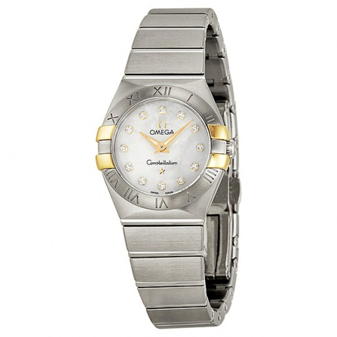 Omega Constellation Diamond Mother of Pearl Yellow Gold and Steel Ladies Watch 123.20.24.60.55.006 watches