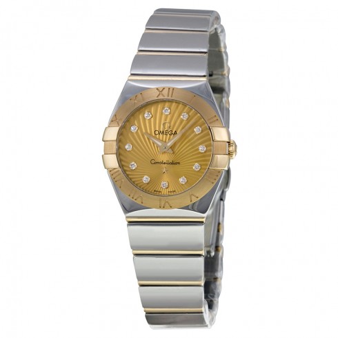 Omega Constellation Gold Diamond Dial Steel and Gold Ladies Watch 12320246058002 watches