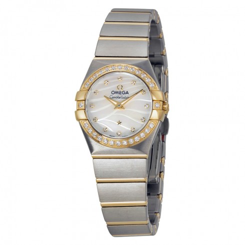 Omega Constellation Mother of Pearl Dial Steel and Yellow Gold Diamond Ladies Watch 12325246055011 watches