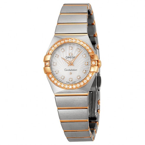 Omega Constellation Mother of Pearl Diamond Dial Brushed Steel Ladies Watch 123.25.24.60.55.002 watches