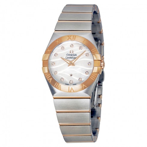 Omega Constellation Mother of Pearl Diamond Dial Steel and Rose Gold Ladies Watch 12320276055006 watches