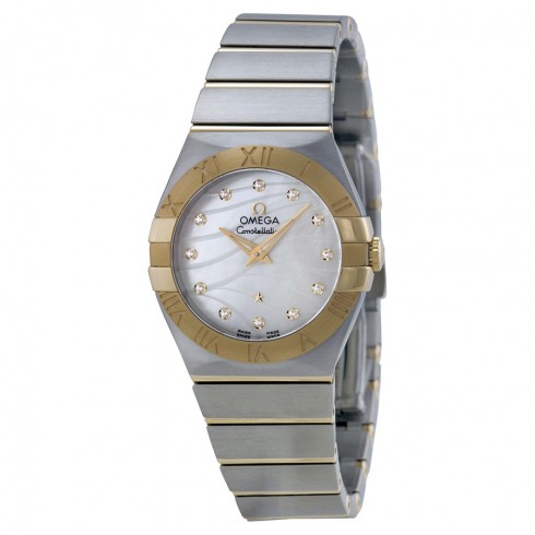 Omega Constellation Mother of Pearl Steel and 18kt Yellow Gold Ladies Watch 12320276055005 watches