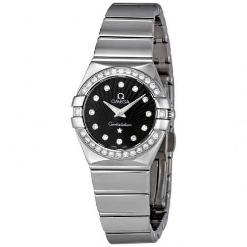 Omega Constellation Polished Quartz Black Dial Ladies Watch 12315246051002 watches