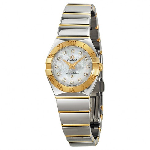 Omega Constellation Polished Quartz White Mother-of-Pearl Ladies Watch 12320246055004 watches