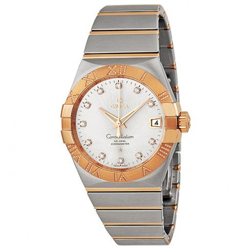 Omega Constellation Silver Dial Rose Gold and Steel Diamond Men's Watch 12325382152003 watches
