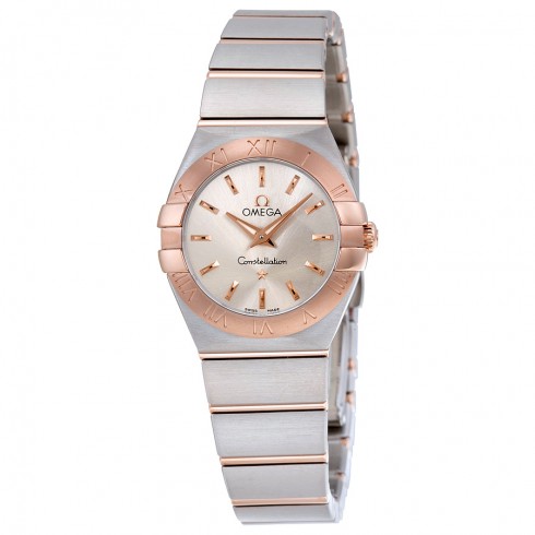 Omega Constellation Silver Dial Stainless Steel and 18K Rose Gold Ladies Watch 123.20.24.60.02.001 watches