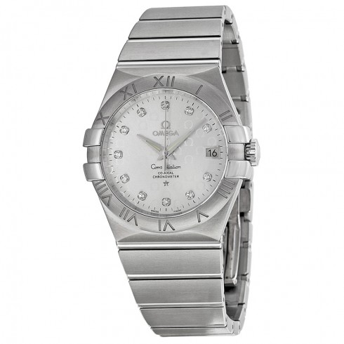 Omega Constellation Silver Diamond Dial Stainless Steel Ladies Watch 123.10.35.20.52.002 watches