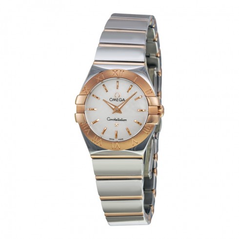 OMega Constellation White Mother of Pearl Dial Stainless Steel and 18kt Rose Gold Ladies Watch 12320246005003 watches