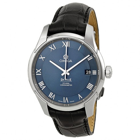Omega De Ville Blue Dial Black Leather Men's Watch 431.13.41.21.03.001 watches