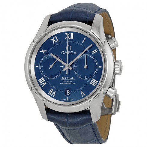 Omega De Ville Blue Dial Blue Leather Men's Watch 43113425103001 watches