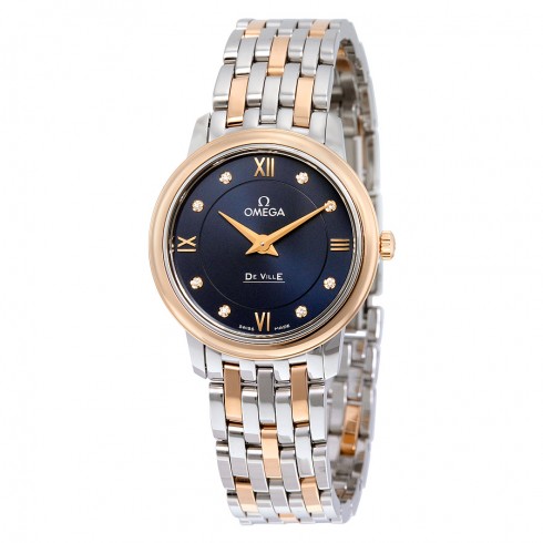 Omega De Ville Blue Diamond Dial Steel and 18K Rose Gold Ladies Watch 424.20.27.60.53.001 watches