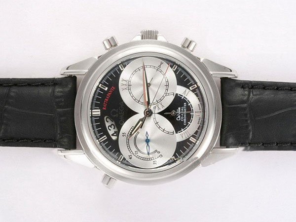 Omega De Ville Co-Axial Chronometer 4847.50.31 Black Ostrich Leather Strap 40mm White Dial Watch watches