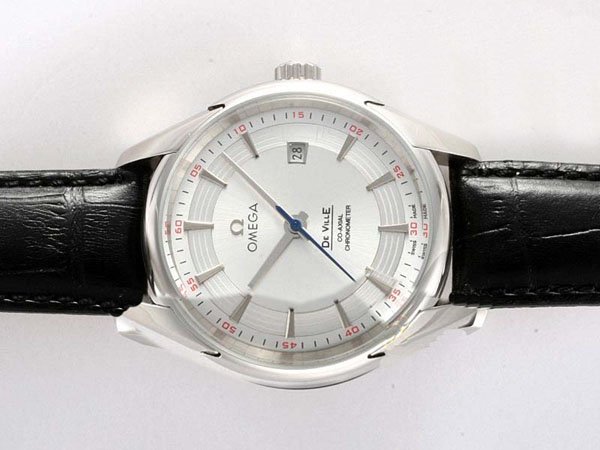 Omega De Ville Hour Vision 431.33.41.21.02.001 Black Ostrich Leather Strap 41mm Midsize Watch watches
