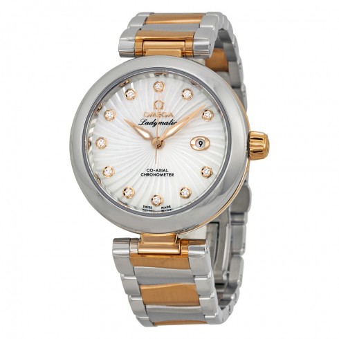 Omega De Ville Ladymatic Automatic Mother of Pearl Dial Stainless Steel and Rose Gold Ladies Watch 42520342055001 watches