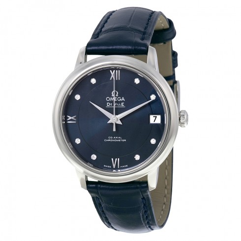 Omega De Ville Prestige Blue Diamond Dial Automatic Ladies Watch 42413332053001 watches