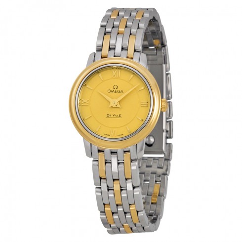 Omega De Ville Prestige Champagne Dial Stainless Steel & 18kt Yellow Gold Ladies Watch 424.20.24.60.08.001 watches