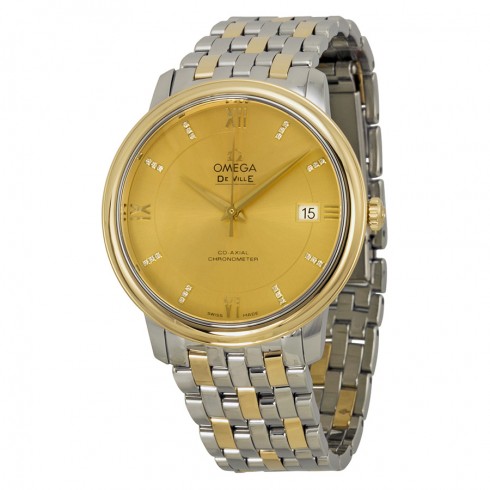 Omega De Ville Prestige Champagne Dial Stainless Steel and 18kt Gold Men's Watch 42420372058001 watches