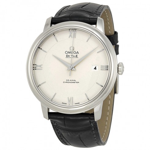 Omega De Ville Prestige Silver Dial Black Leather Men's Watch 424.13.40.20.02.001 watches
