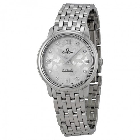 Omega De Ville Prestige Silver Diamond Dial Stainless Steel Ladies Watch 42410276052001 watches